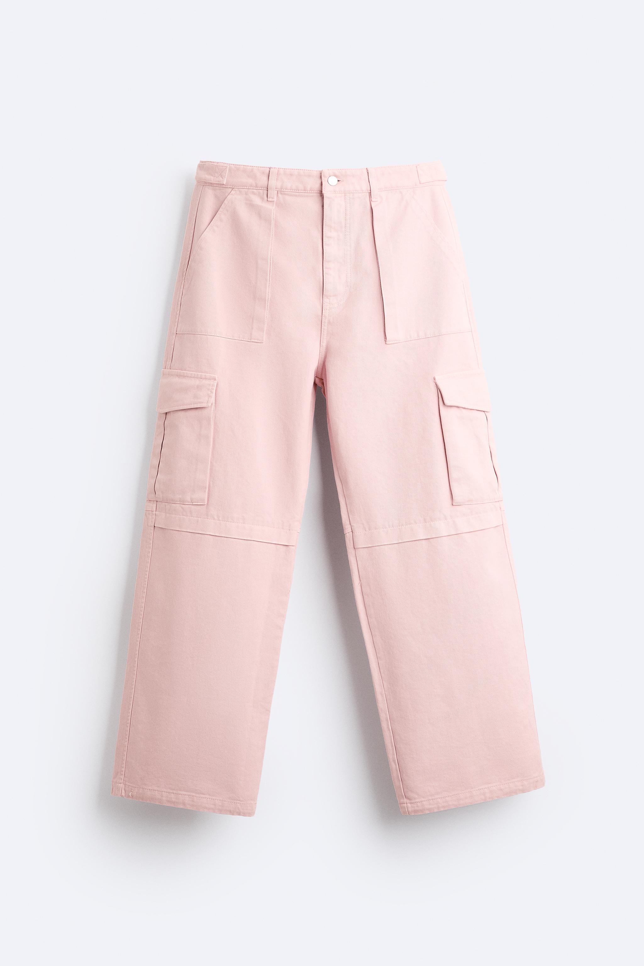 Baby Pink Baggy Cargo Trousers - Zara – Storm Desire
