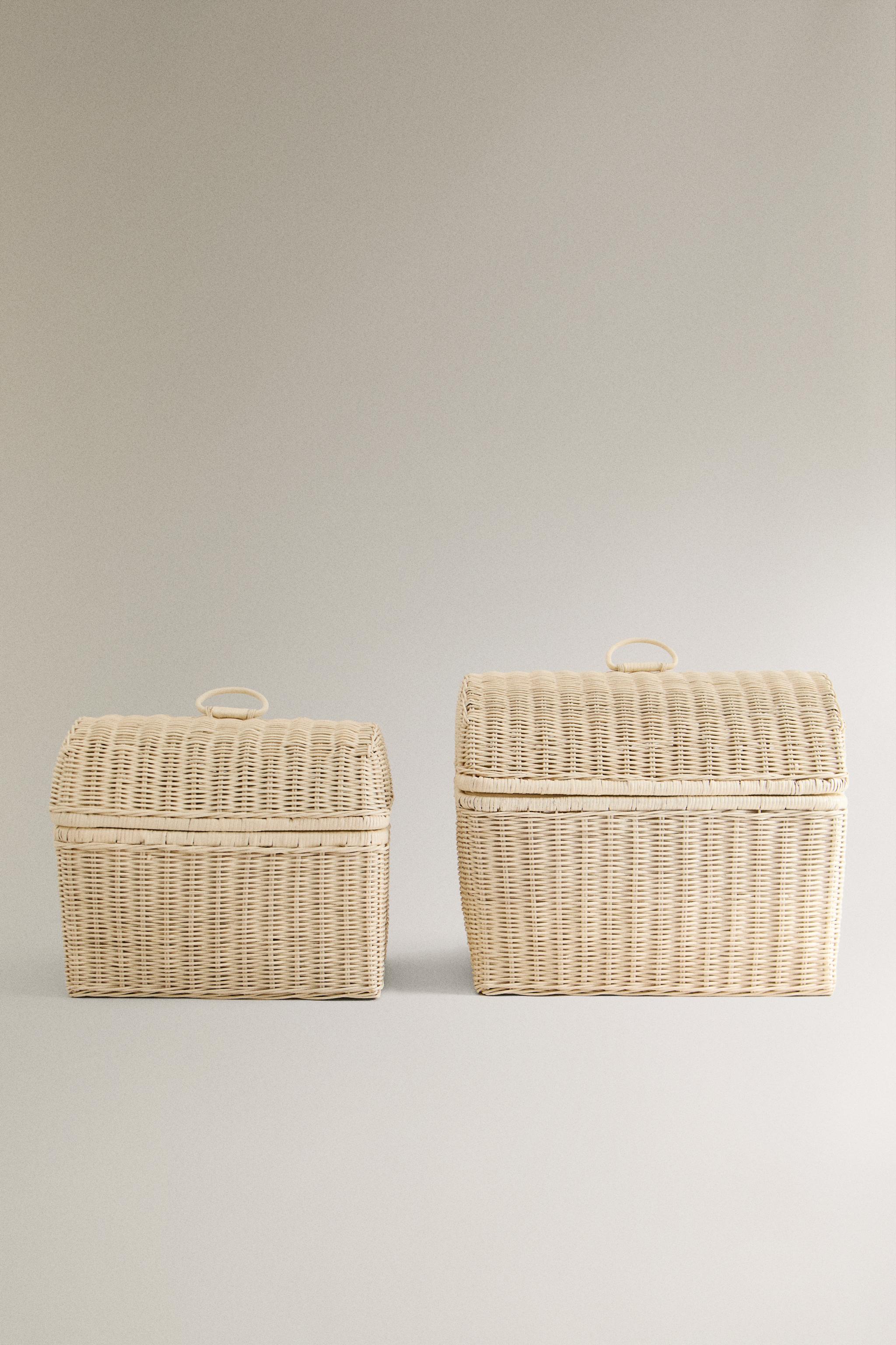 Zara Home ホワイトバスケット 蓋付き