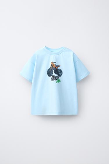VEHICLE PRINT T-SHIRT - Sky blue by Zara