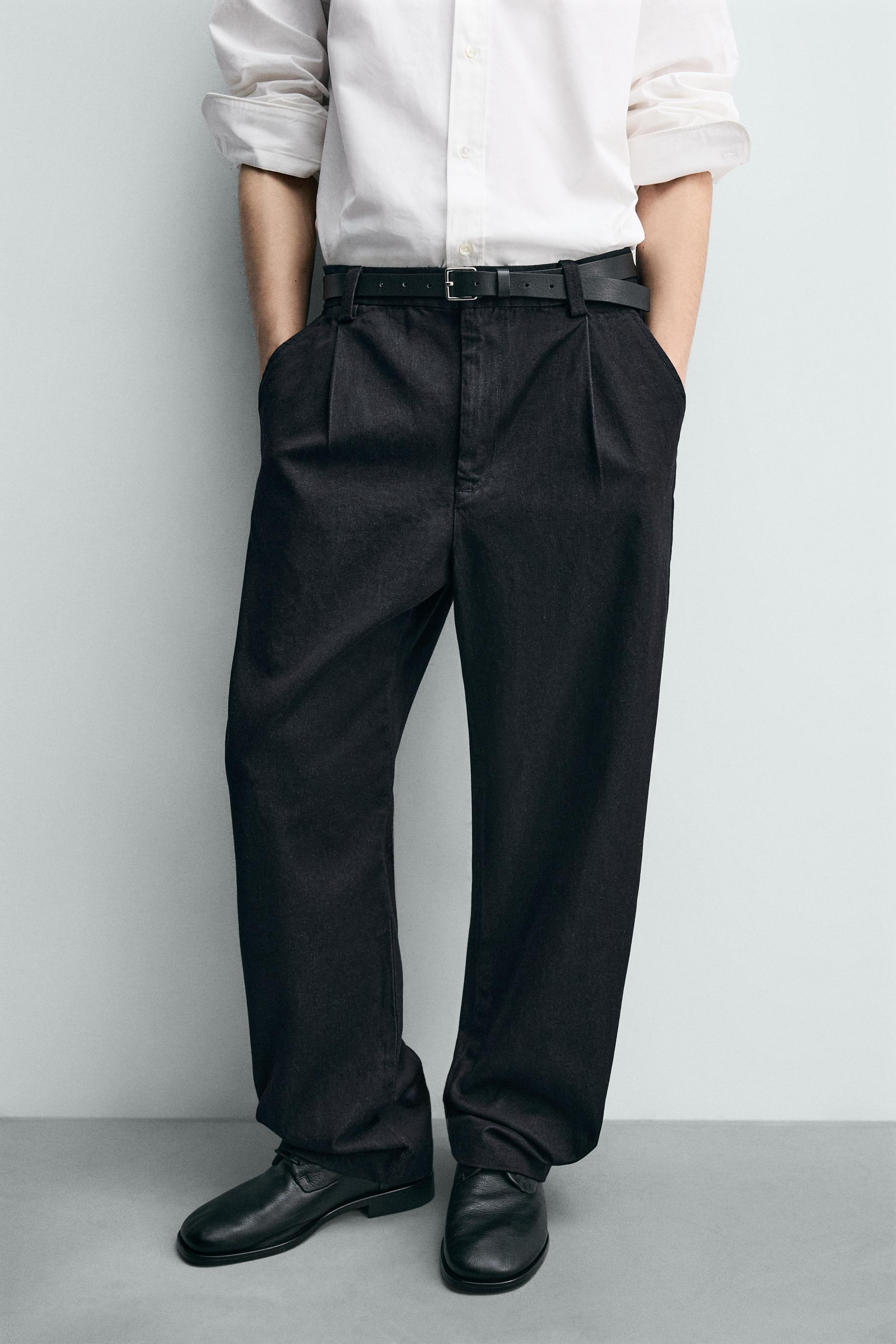 PANTALON CHINO EN DENIM À PLIS