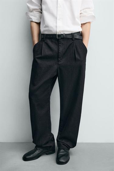 PLEATED DENIM CHINO TROUSERS - Indigo by Zara - Image 4