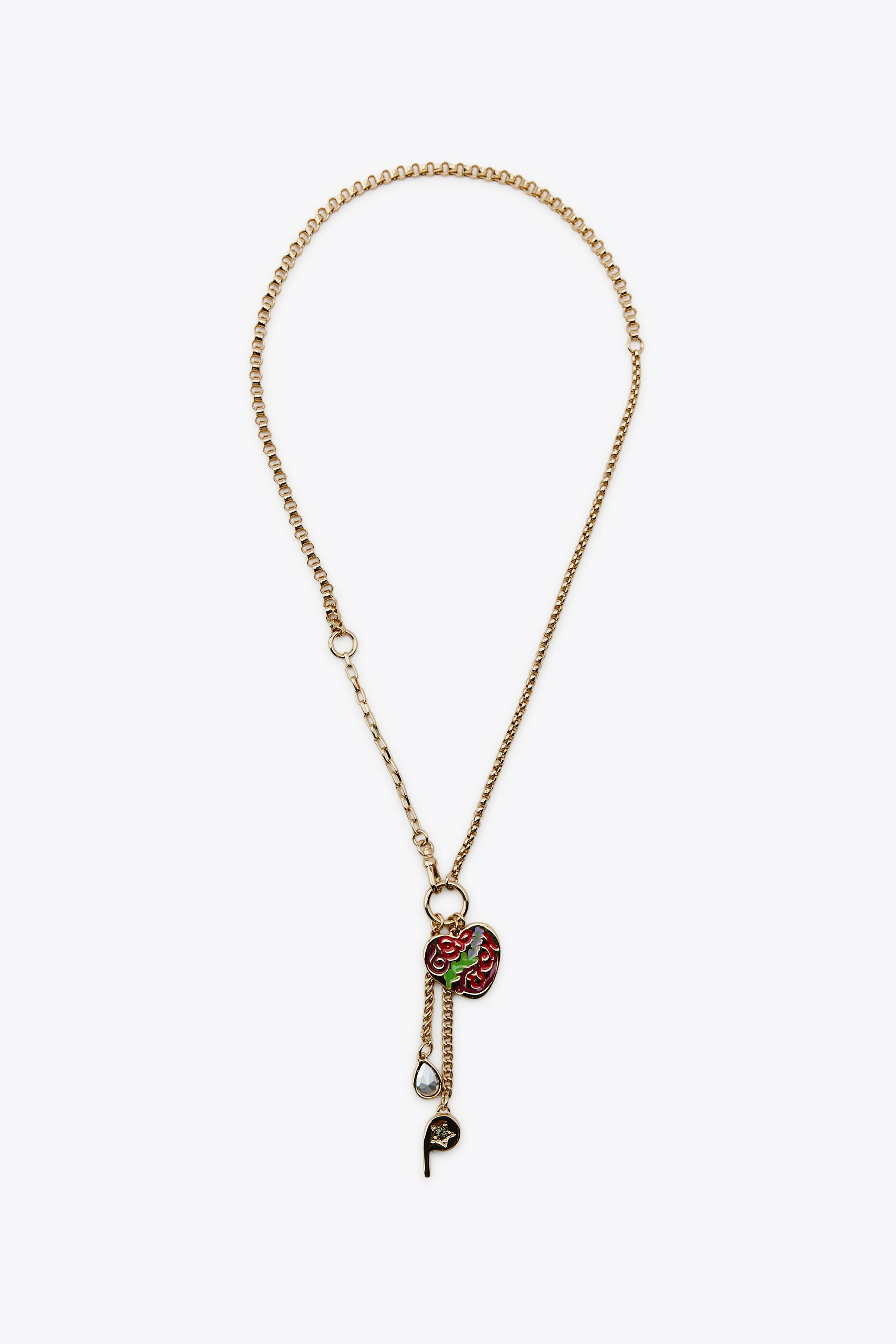 スペイン発送 ZARA エナメルスカルネックレス 2個パック 最新作 2-PACK OF ENAMELED SKULL NECKLACES - Golden | ZARA United States