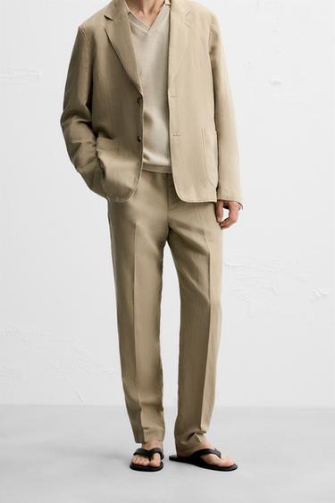 WASHED SUIT TROUSERS - Beige by Zara