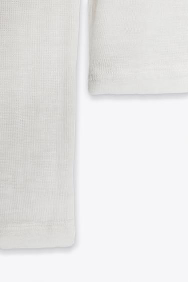 T-SHIRT EN LAINE 100 % - Écru de Zara - Image 6