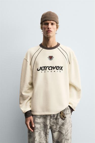 MOLETOM COM MENSAGEM ESTAMPADA - Branco-marfim da Zara