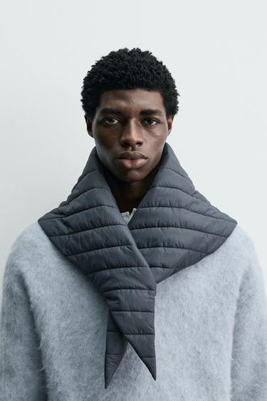 QUILTED TRIANGULAR BANDANA - Blue / Grey by Zara - Image 0