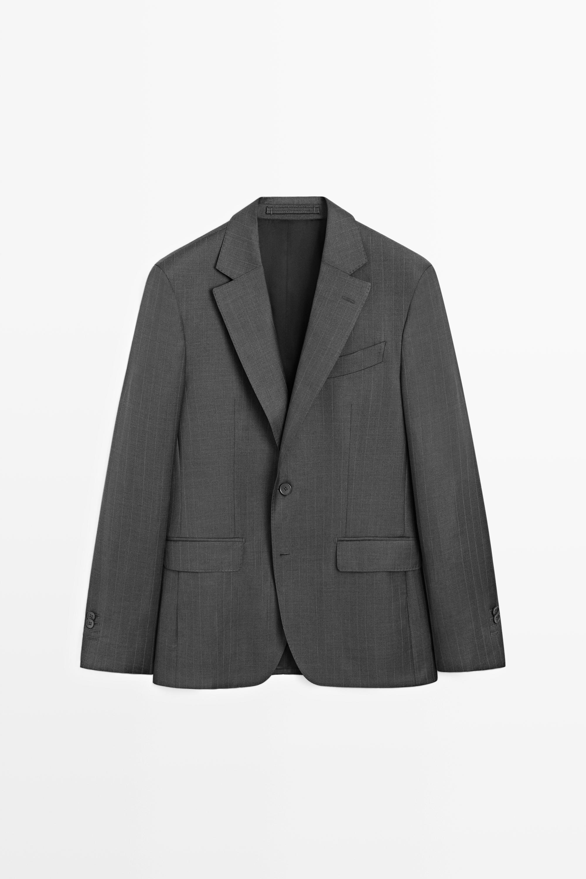 100% wool striped suit blazer