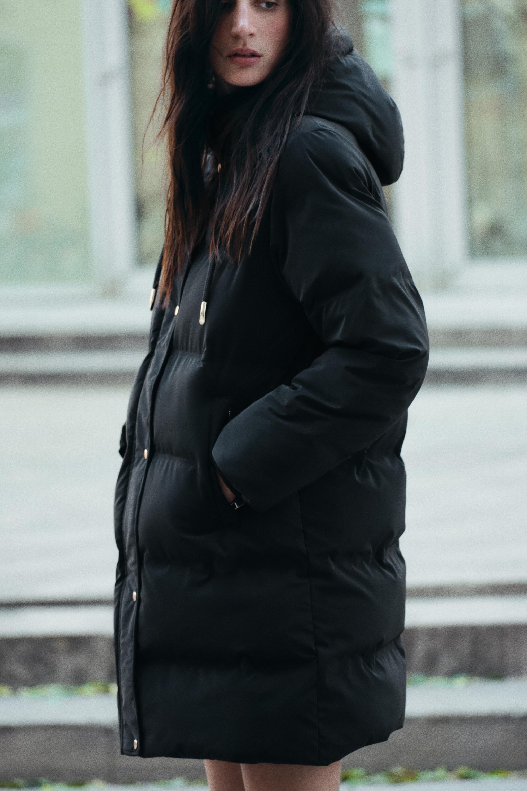 Hooded puffer jacket zara deals