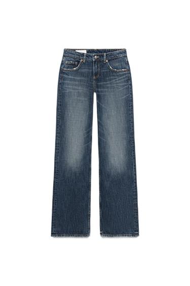 جينز TRF WIDE LEG بخصر منخفض - أزرق الخاص بـ Zara