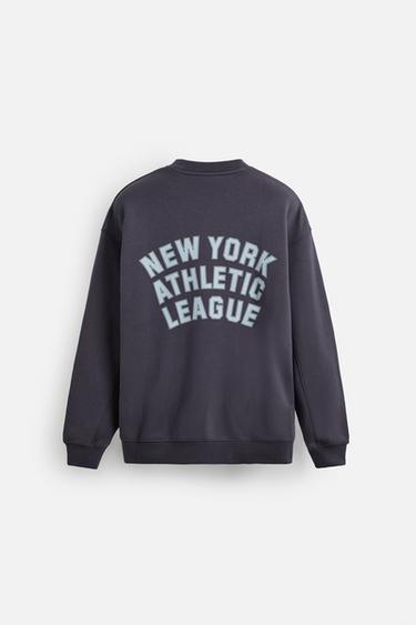 TEXT PRINT CREW NECK SWEATSHIRT - Purple by Zara