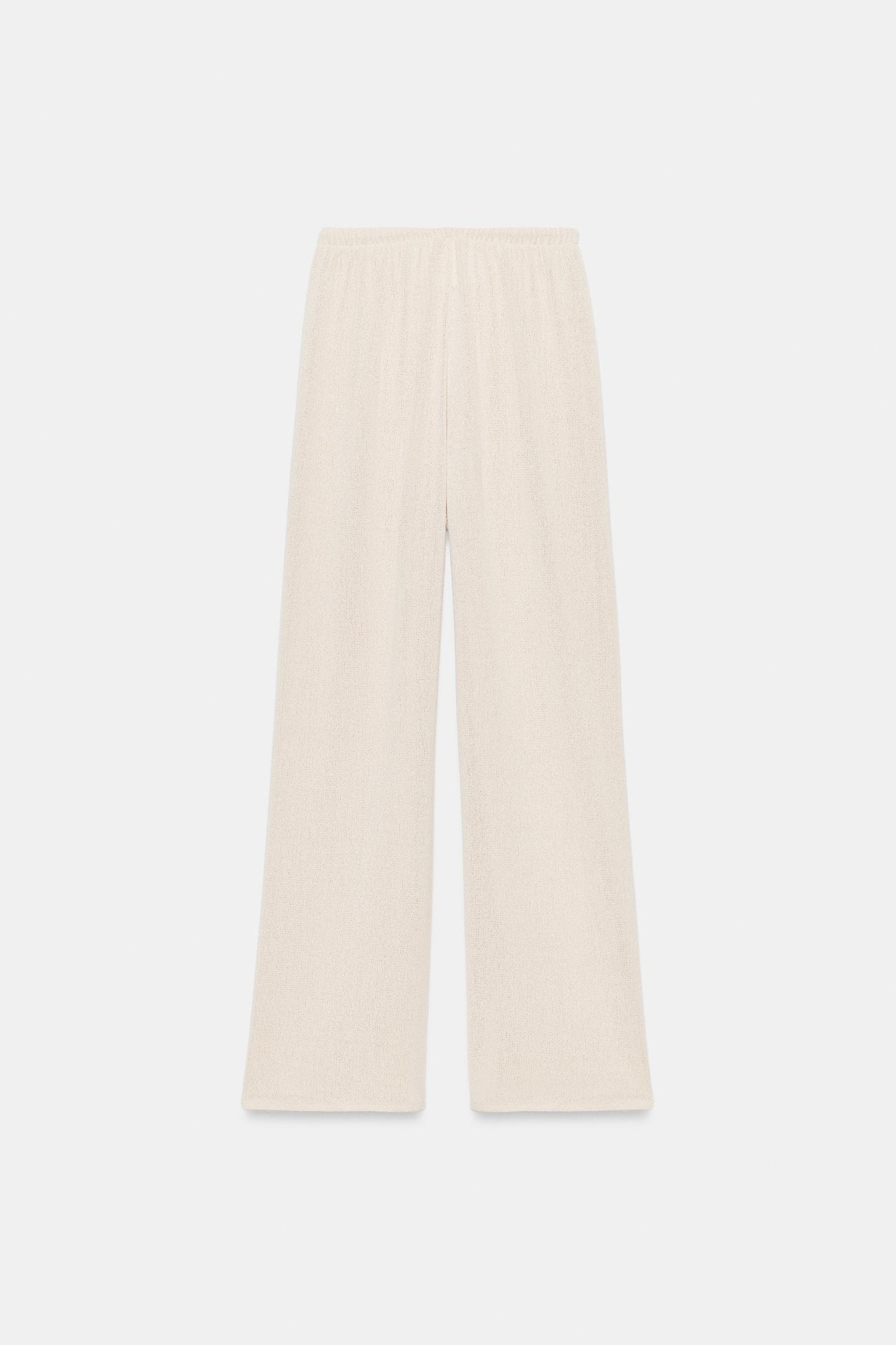 Женские брюки Zara Rustic Wide Leg, цвет: Светлый бежевый — фото 8