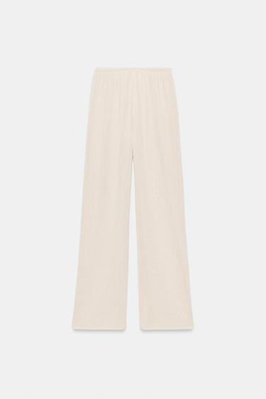 RUSTIC WIDE-LEG TROUSERS - Light beige by Zara - Image 6