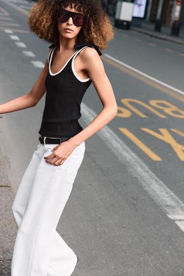 TOP CANNELÉ À NŒUDS - Noir de Zara - Image 3