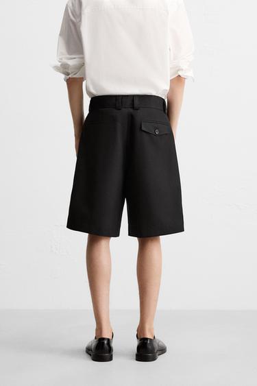 BERMUDA COUPE AMPLE CEINTURE - Noir de Zara - Image 2