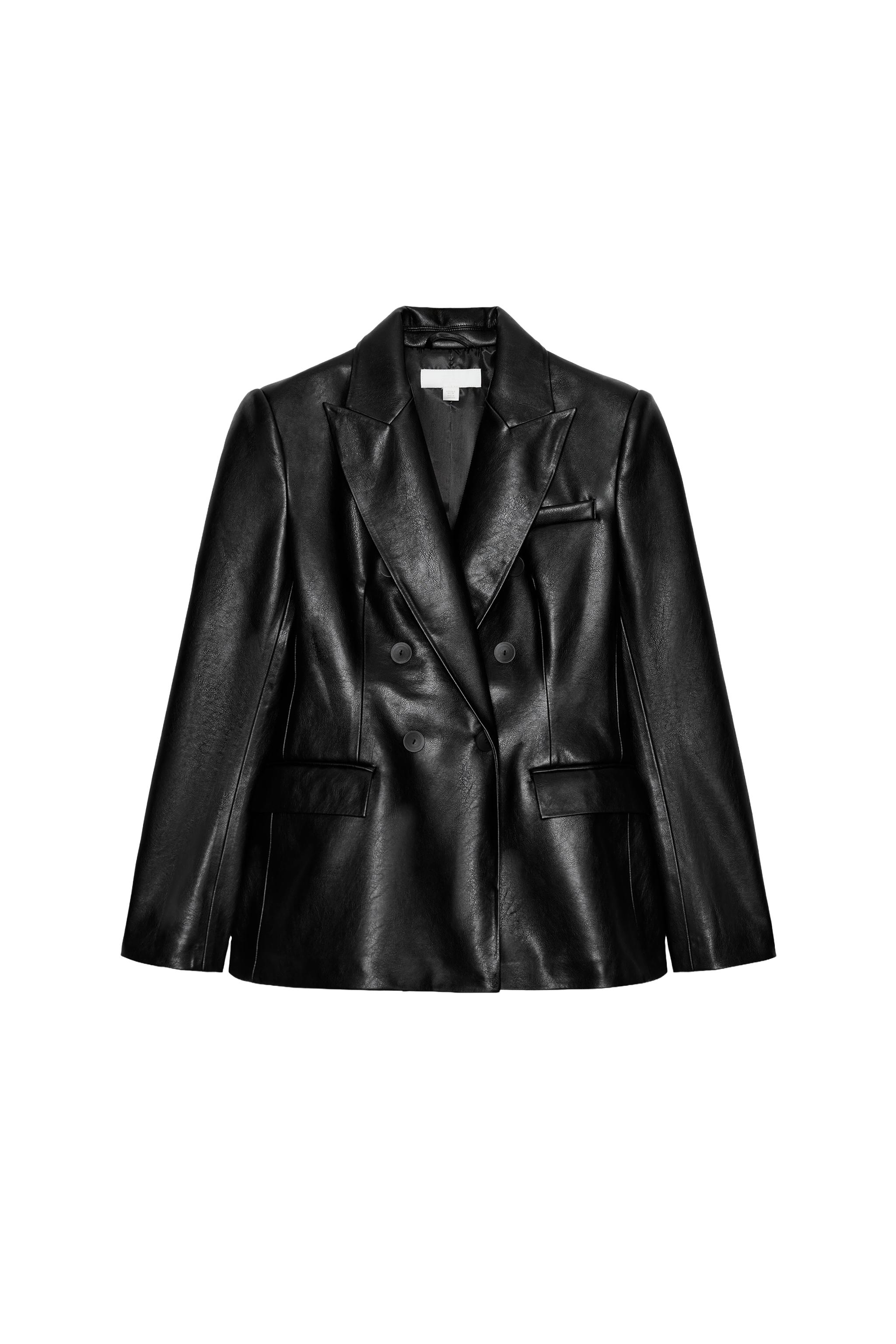FAUX LEATHER DOUBLE-BREASTED BLAZER - Black | ZARA Australia