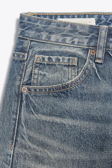 JEAN TRF BAGGY REPLIÉ DÉCHIRURES TAILLE MOYENNE - Bleu marine de Zara - Image 2