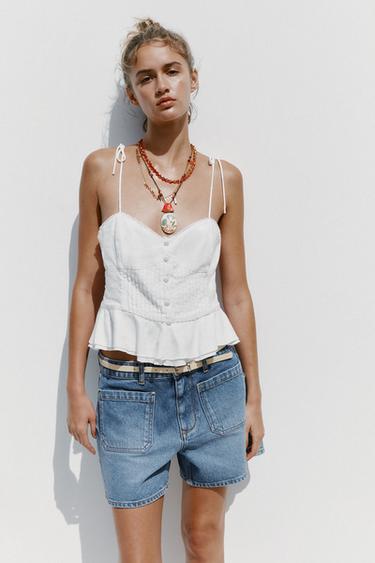 ROMANTIC TOP WITH PINTUCKS IN A LINEN BLEND - White by Zara - Image 1