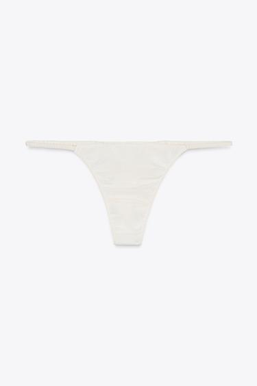 Zara SILK THONG LIMITED EDITION - Oyster-white