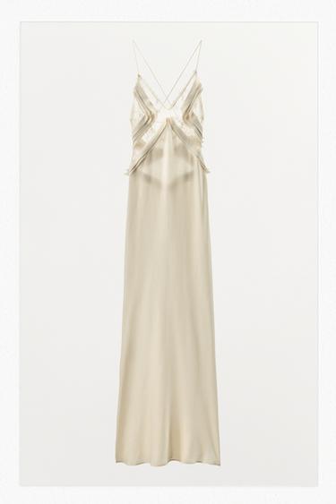 VESTIDO LARGO GEORGETTE VOLANTES - Crudo de Zara