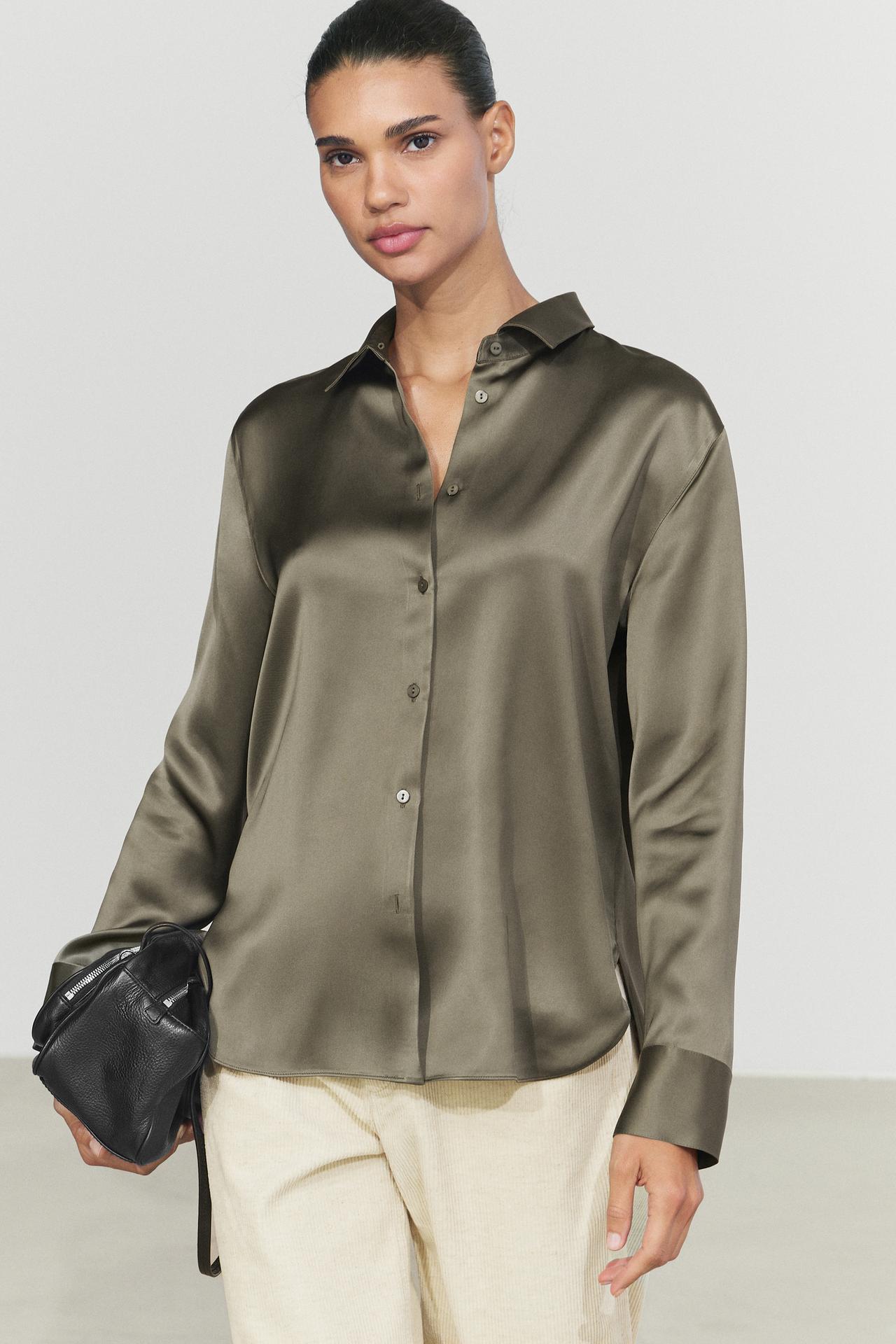 Flowing satin shirt — Dark salmon