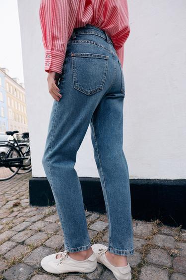 JEAN Z1975 MOM FIT TAILLE HAUTE RAYURE REPASSÉE - Bleu moyen de Zara - Image 4