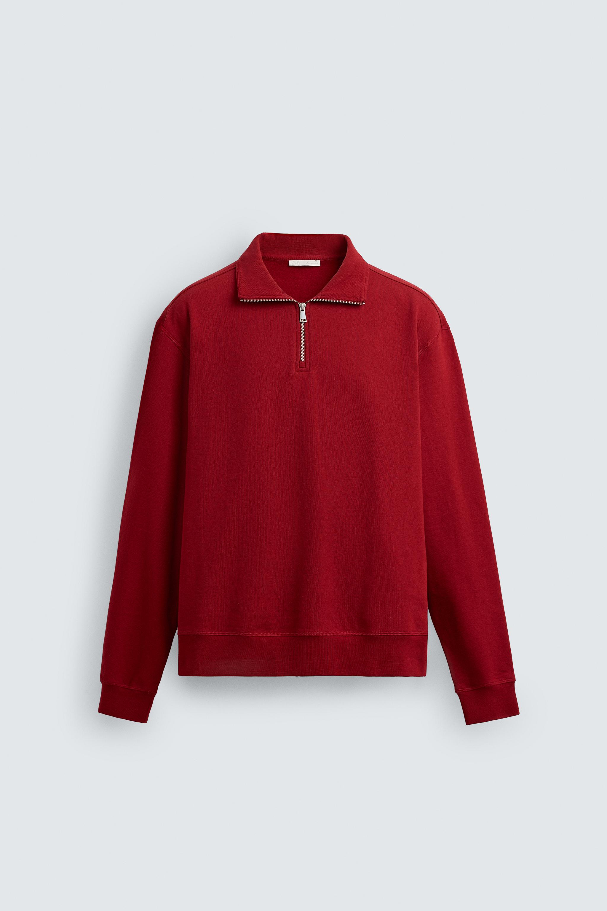 BASIC QUARTER-ZIP SWEATSHIRT - Oyster-white | ZARA New Zealand