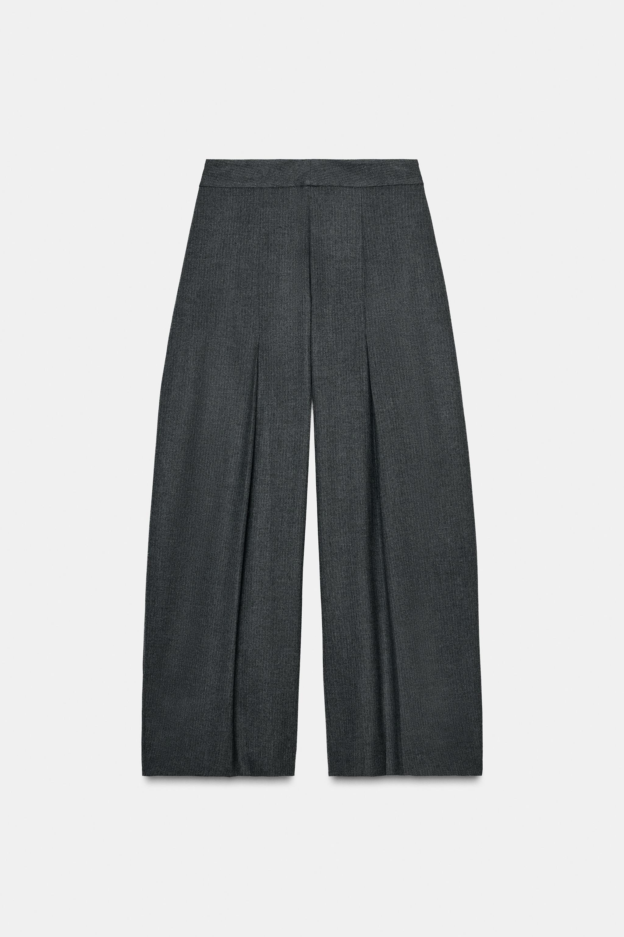 ZW COLLECTION İNCE ÇİZGİLİ WIDE LEG PENS DETAYLI PANTOLON - Görsel 7