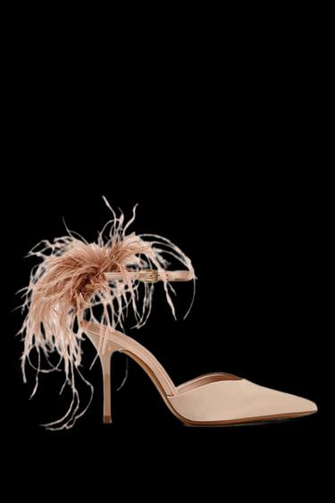 FEATHER HIGH HEELS - Beige by Zara - Image 0
