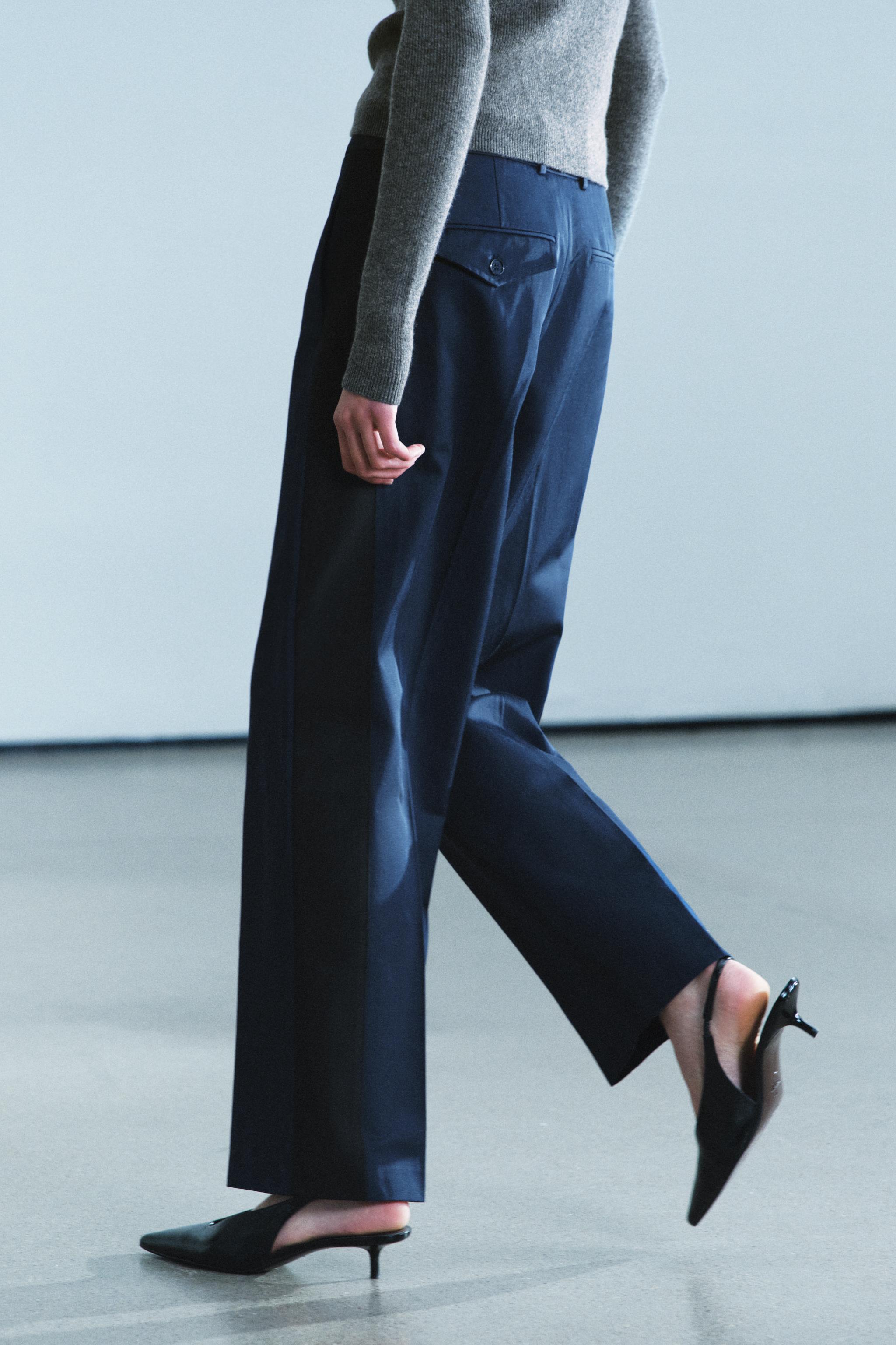 Zara ZW COLLECTION KONTRAST ŞERİTLİ CEPLİ PANTOLON görsel 3