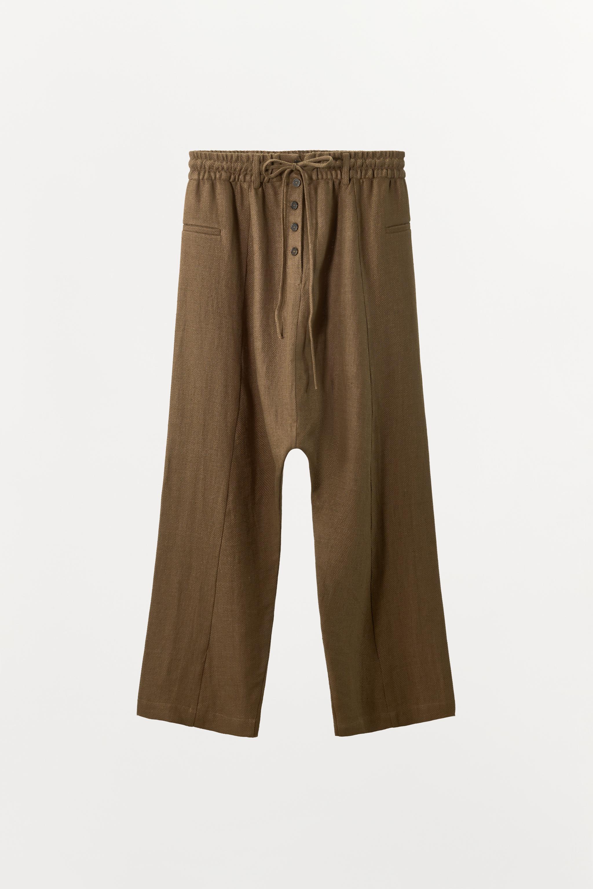 LINEN BLEND BAGGY PANTS