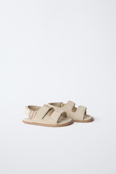 SANDALES EN CUIR BAREFOOT - Marron sable de Zara - Image 1