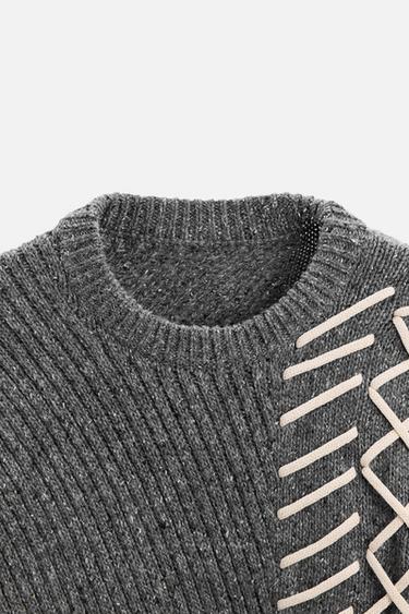 LIMITED EDITION SWEATER WITH CONTRAST TRIMS - Grey by Zara - Image 8