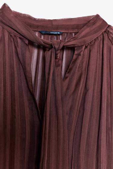 STRIPED BLOUSE WITH BOW - Brick by Zara - Image 7