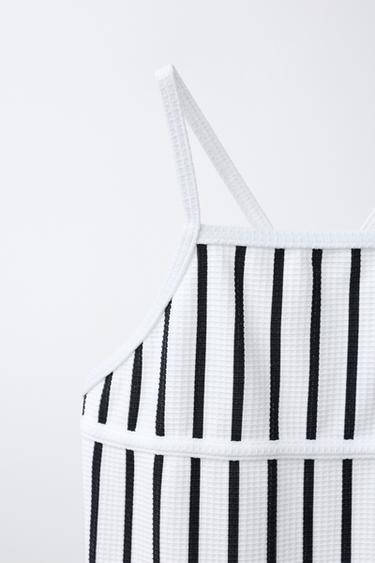2-6 YEARS / STRIPED TEXTURED SWIMSUIT - Ecru / Black by Zara - Image 2