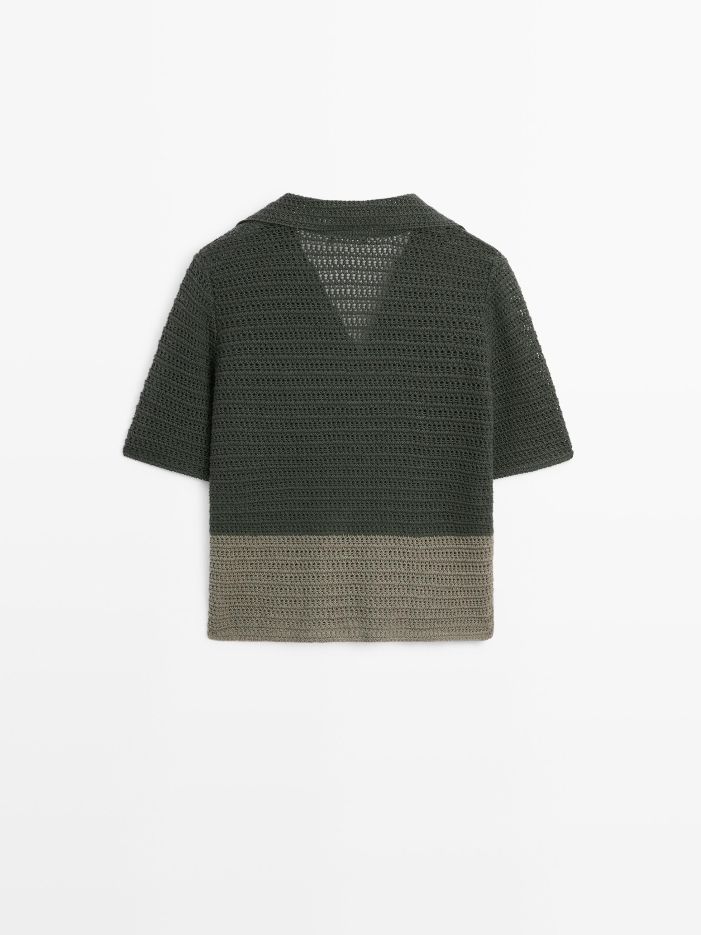 Pull en maille ajourée à col polo
