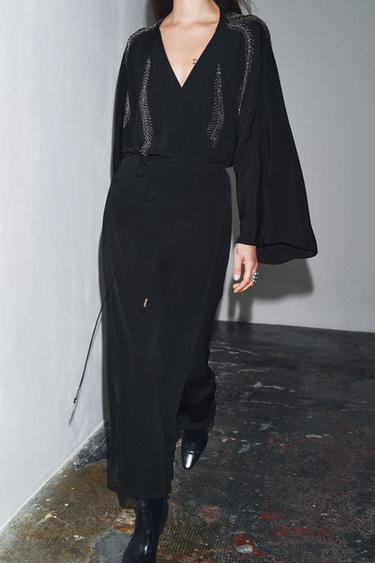 ZW COLLECTION BEADED EMBROIDERED DRESS - Black by Zara - Image 3