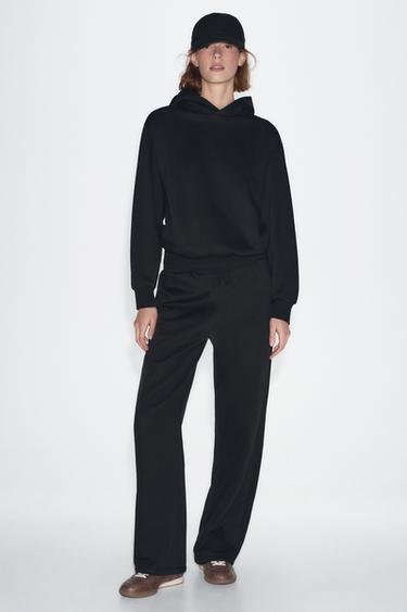 Zara POCKETED HOODIE SWEATSHIRT - Black - Image 0