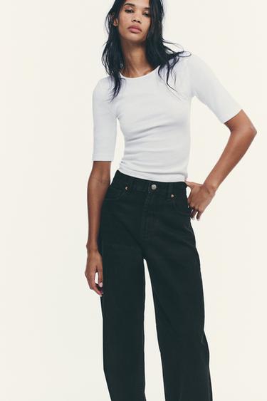 JEAN TRF COUPE LARGE TAILLE HAUTE - Noir de Zara - Image 2