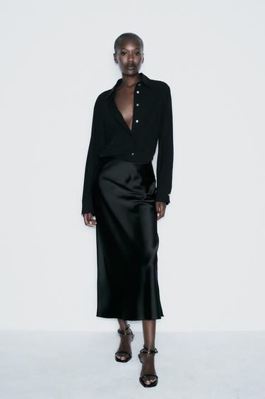 FLOWING SHIRT WITH GOLD-TONE BUTTONS - Black by Zara - Image 0