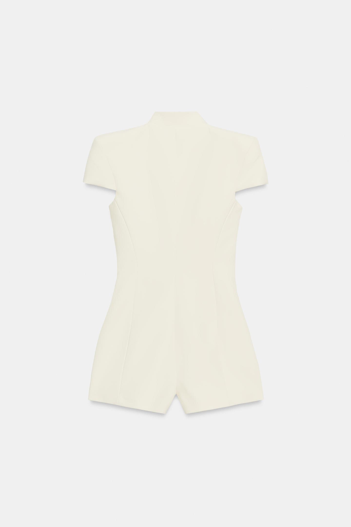Женский комбинезон Zara Shoulder Pad Romper, цвет: Устричный белый — фото 6
