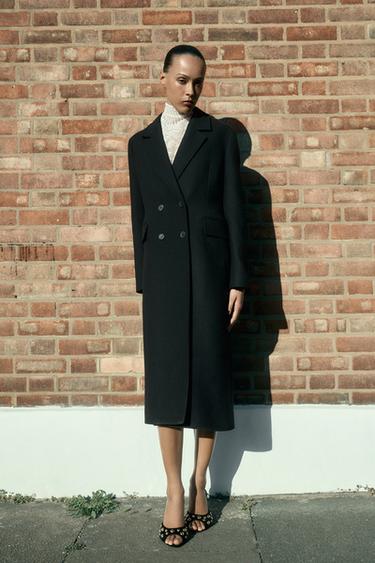 Zara ZW COLLECTION FITTED WOOL BLEND COAT - Black