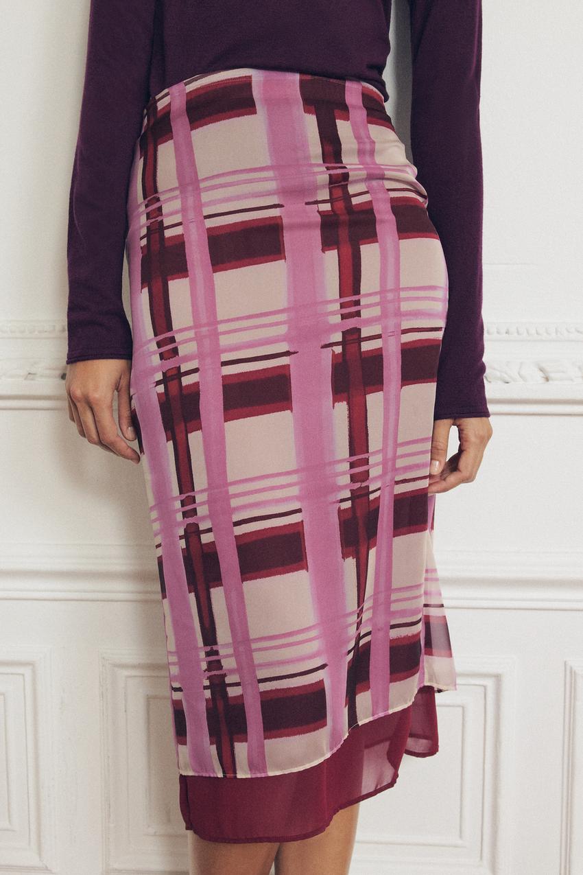 ZW COLLECTION プリント スカート - ピンク | ZARA Japan / 日本 