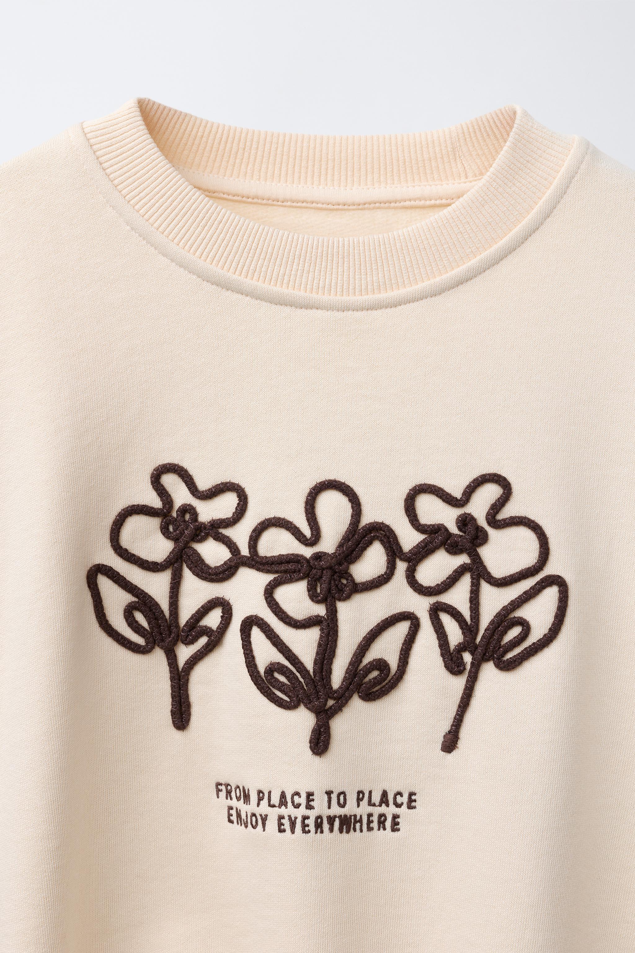 EMBROIDERED DRAWSTRING SWEATSHIRT - Ecru | ZARA United States