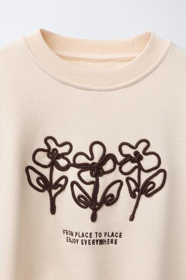 SWEAT BRODÉ AVEC LACET - Écru de Zara - Image 2