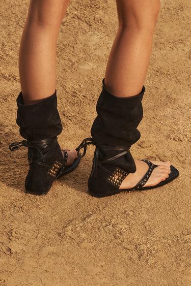 SANDALES HAUTES EN CUIR ÉDITION LIMITÉE - Noir de Zara - Image 3