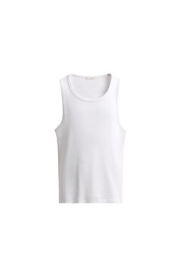 CAMISETA TANK RIB BÁSICA - Blanco de Zara