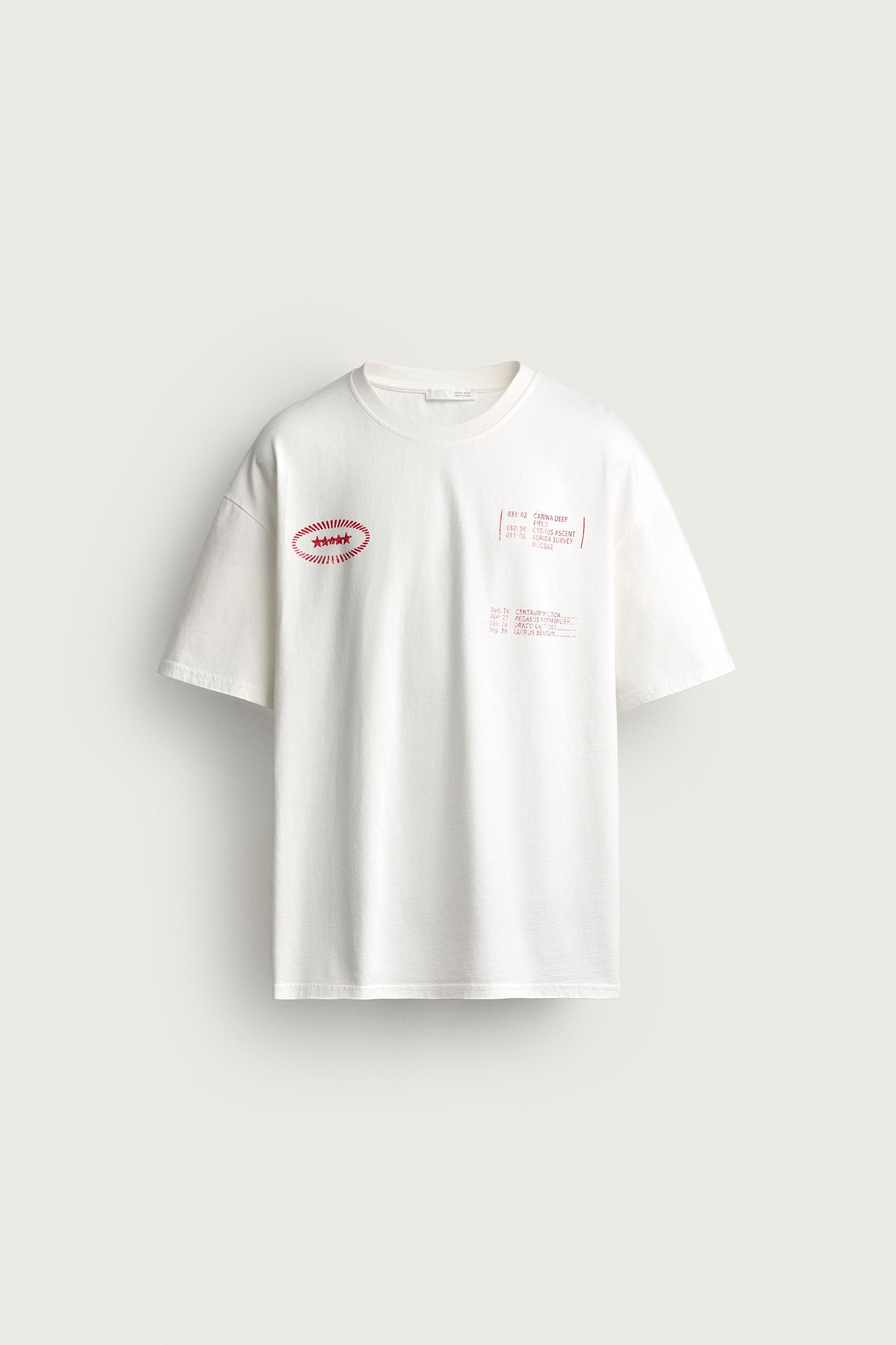 Zara KONTRAST BASKILI RELAXED FIT T-SHIRT görsel 7