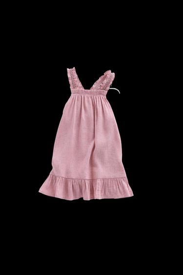 ZARA TIMELESS - EMBROIDERED STRAPPY LINEN BLEND DRESS - Mid-pink by Zara - Image 0