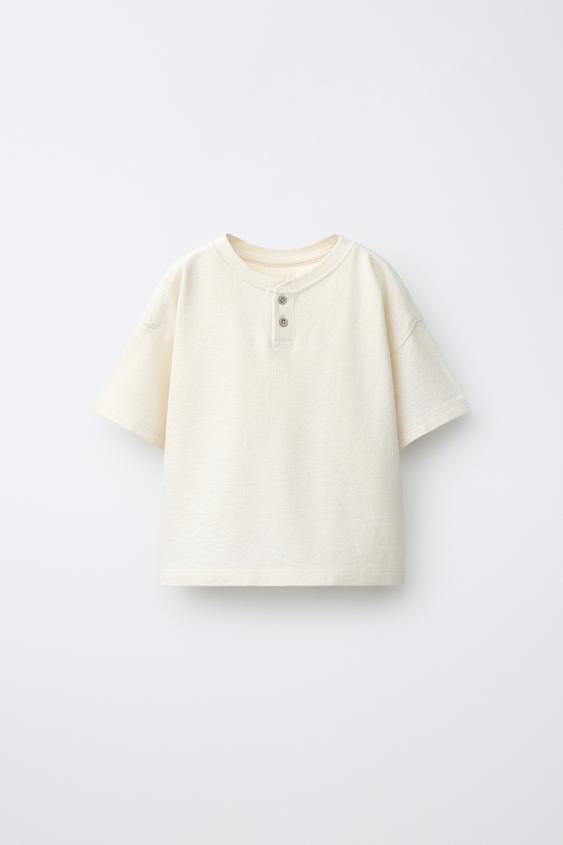 HENLEY T-SHIRT - Ecru by Zara - Image 0