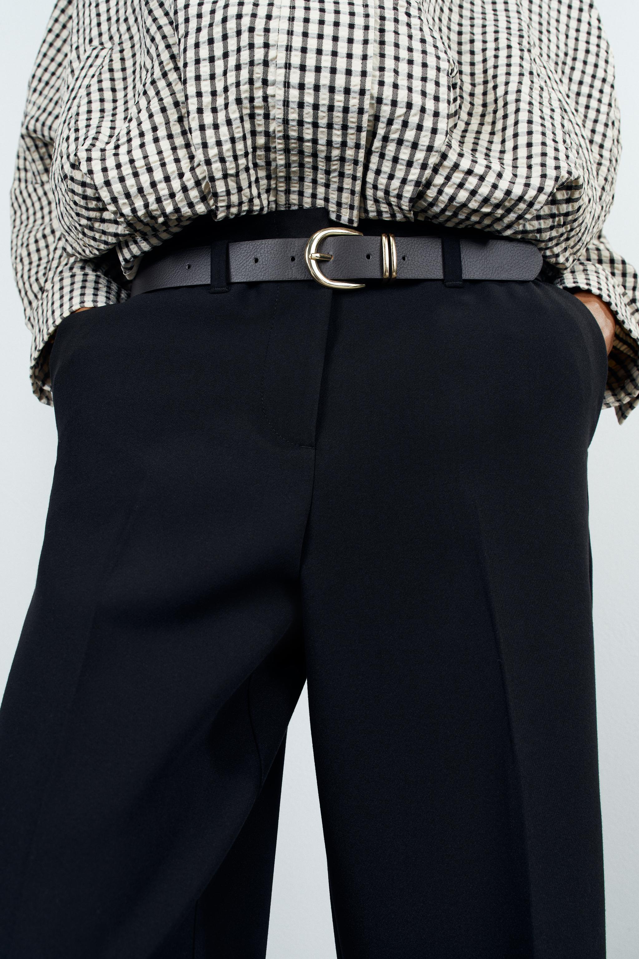 Женские брюки Zara CUFFED HEM BELTED PANTS — фото 3